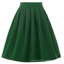 Belle Poque Women Midi Dark Green Retro Vintage Skirts BP000154-4